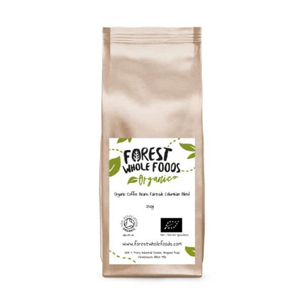 organic coffee beans fairtrade columbian blend 250g