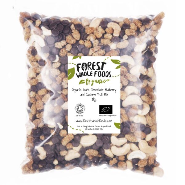 Organic Dark Chocolate Mulberry and Cashew Trail Mix 1kg