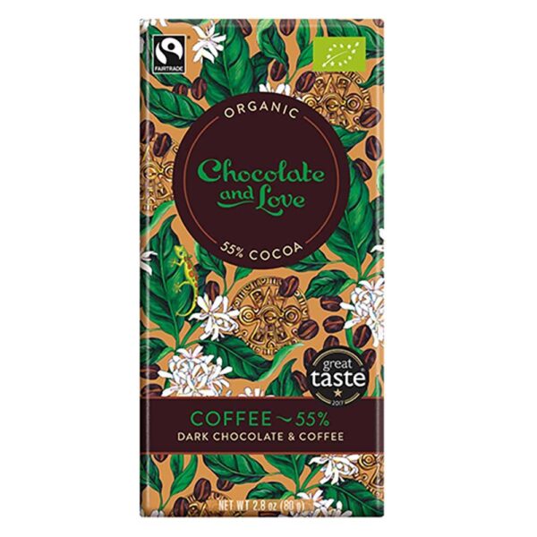 Chocolate & Love Organic Fairtrade Dark Chocolate 55% with Arabica Coffee 80g