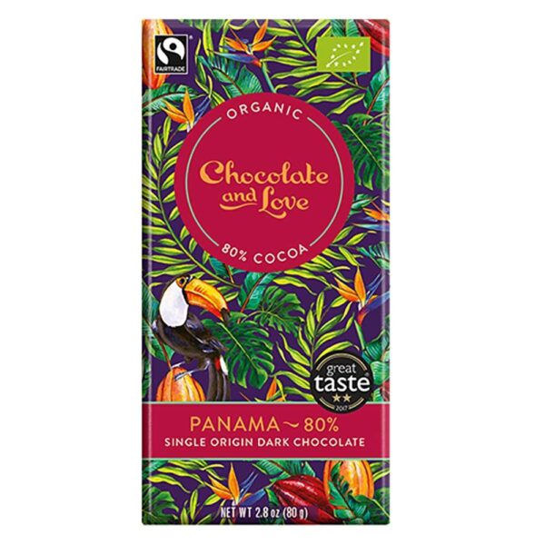 Chocolate & Love Organic Fairtrade Panama Dark Chocolate 80% Single Origin 80g
