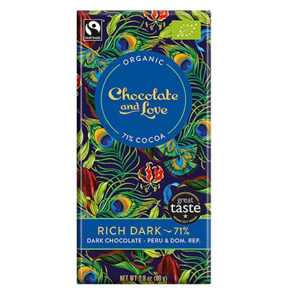 Chocolate & Love Organic Fairtrade Rich Dark Chocolate 71% 80g