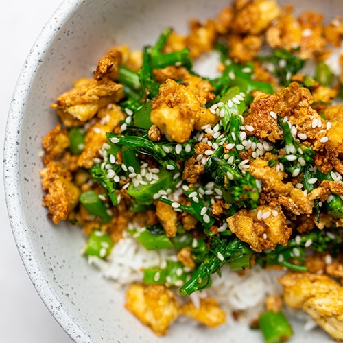 STIR-FRIED TOFU and BROCCOLI